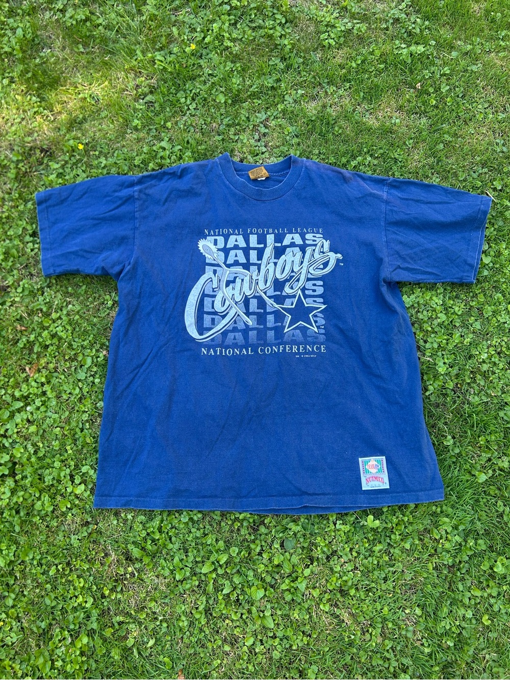 Dallas Cowboys Vintage '90s T-shirt Size XL #18 Kosar Blue Nutmeg Mills